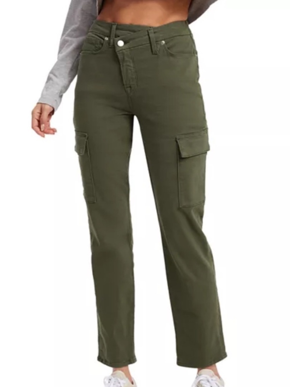 Good American Good Army Cuffed Cargo Pants Olive Green Size 2 / 26